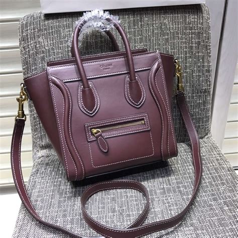 celine luggage phantom bag burgundy|Celine nano luggage tote bag.